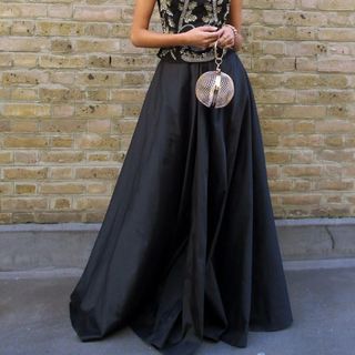 Raishma Black Taffeta Maxi Skirt