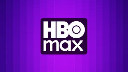 HBO Max logo on a purple stripes background