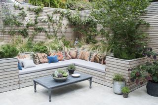 modern outdoor furniture ideas with built in garden seating