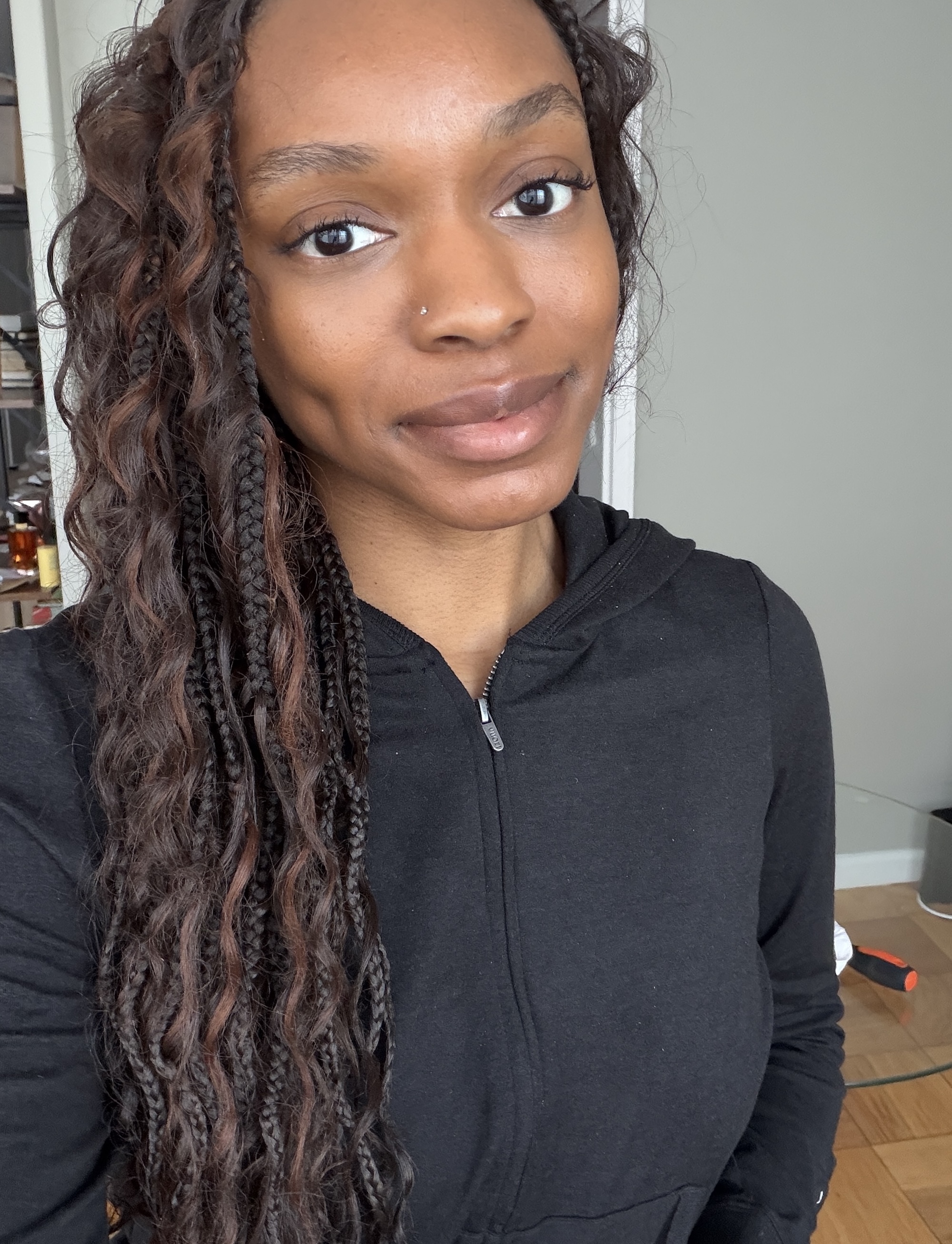 an after image of a woman testing foundation