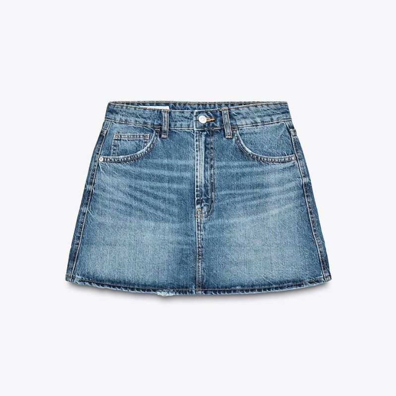 Zara blue denim skirt