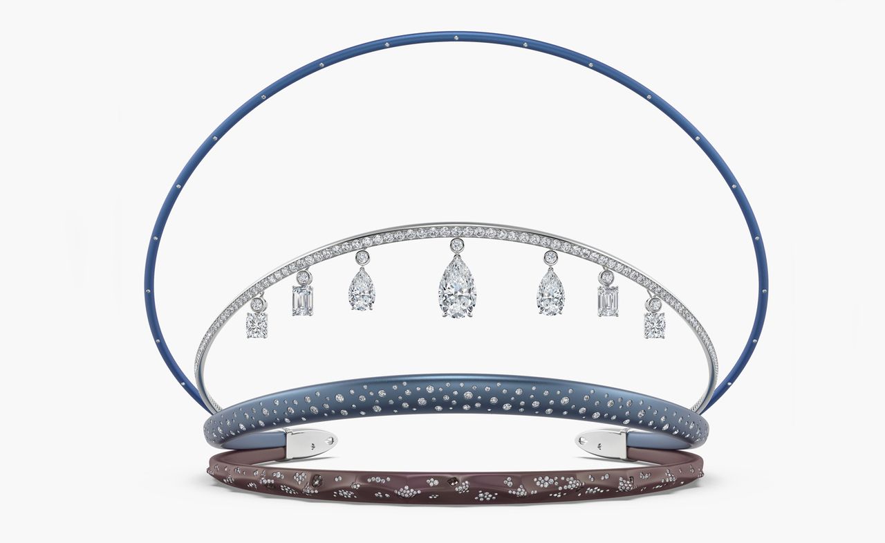 blue and diamond tiara by De Beers, one of the tiaras marking the coronation of King Charles III