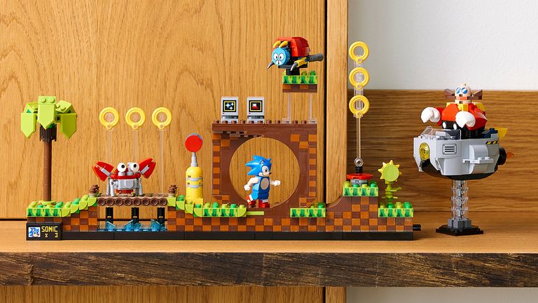Lego Sonic the Hedgehog set on shelf