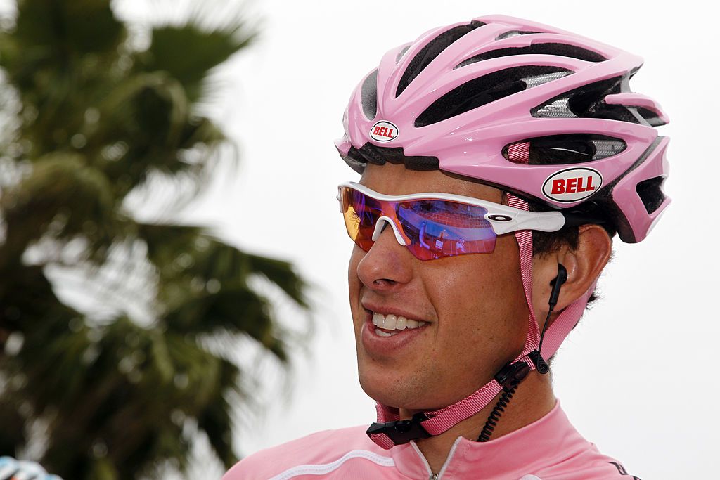Saxo Banks Australian Richie Porte prepares for the start of the 13th stage 222 kms in the 93rd Giro dItalia cycling event from Porto Recanati to Cesenatico on May 21 2010 in Porto Recanati AFP PHOTOLuk Beines Photo credit should read Luk BeinesAFP via Getty Images
