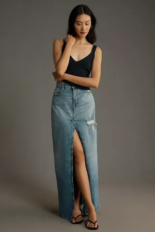 Good American Good Ease Denim Maxi Skirt