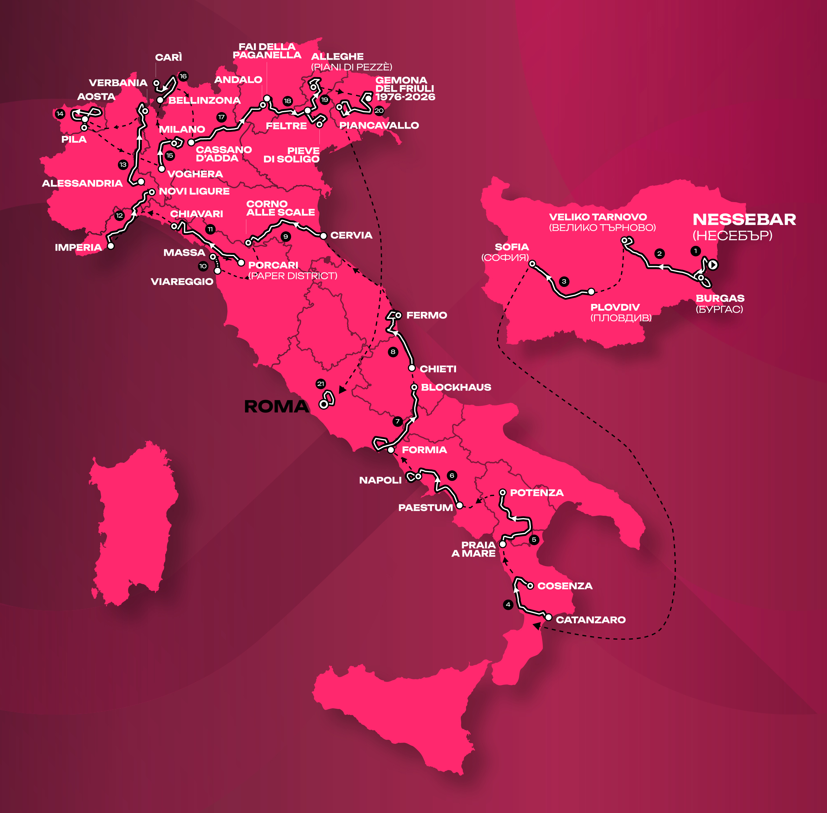 مسیر Giro d'Italia 2026