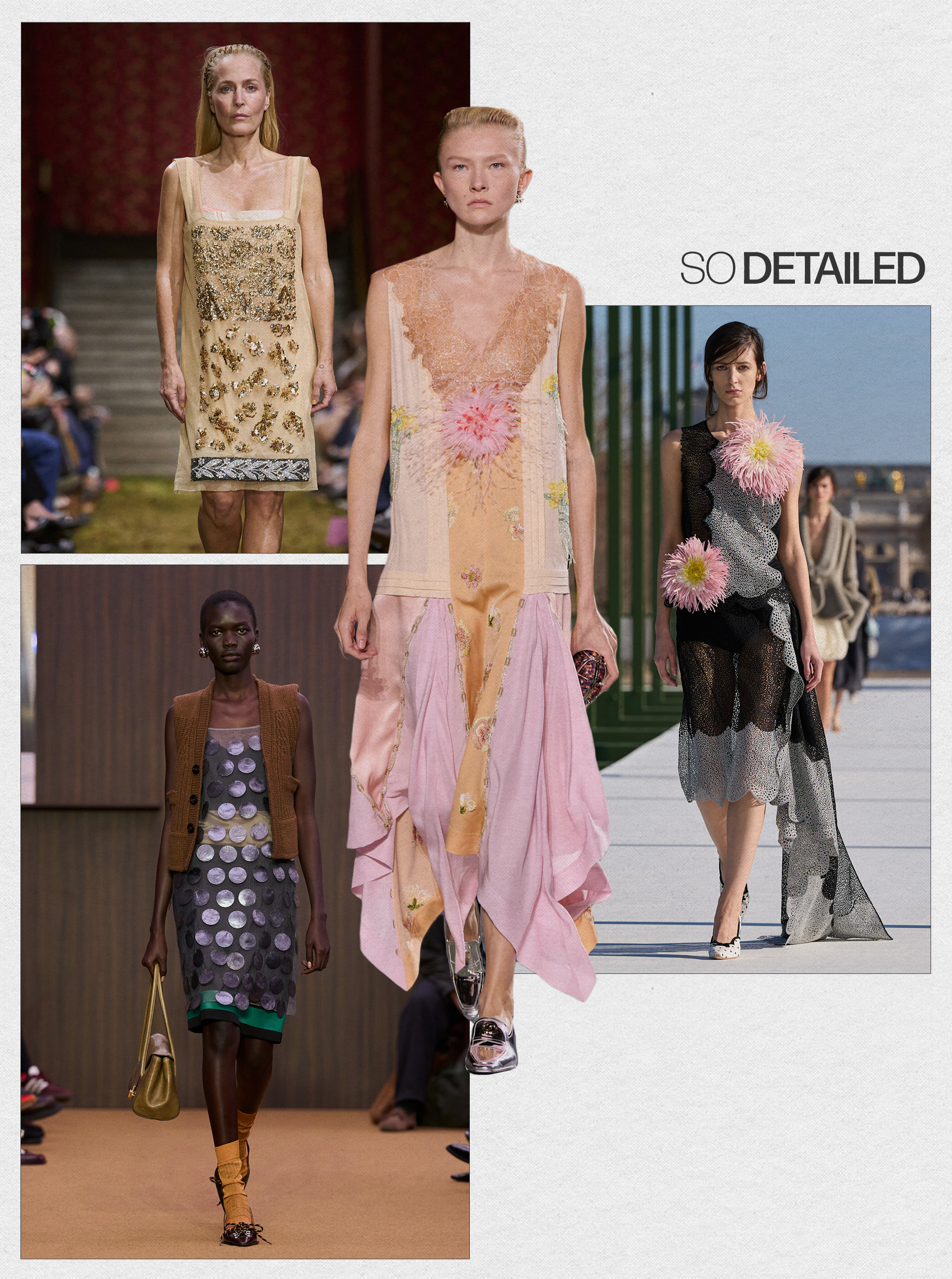 a collage of fall/winter 2026 runway images featuring the top dress trends