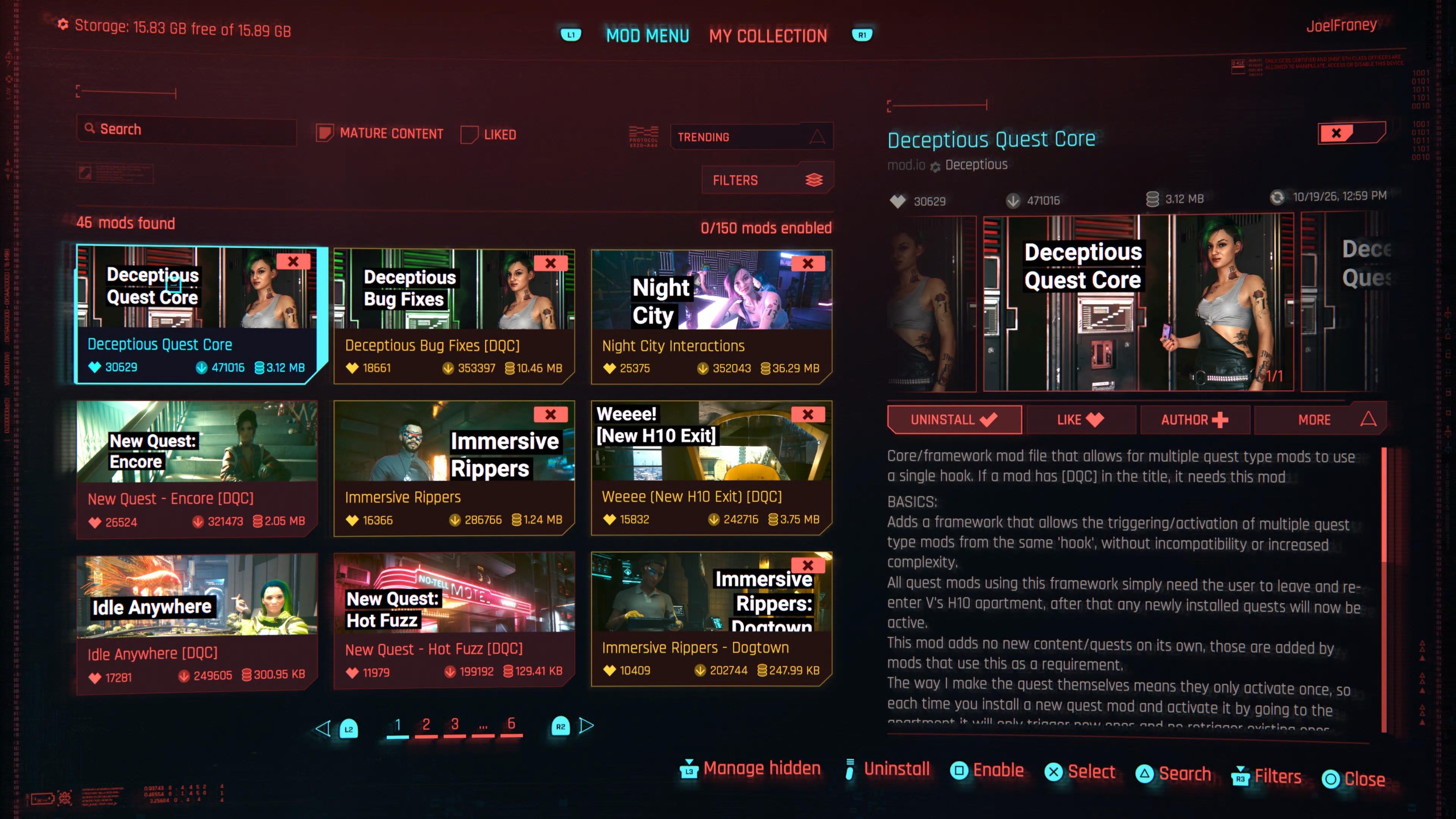 The Deceptious Core Mod in Cyberpunk 2077