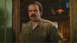 David Harbour in Sherriff's uniform in Stranger Things.