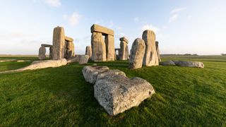 The Stonehenge circle of stones in the early morning light.