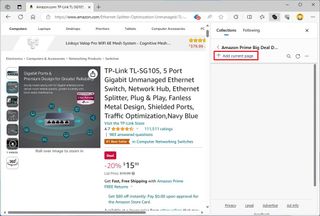Microsoft Edge add page to collection