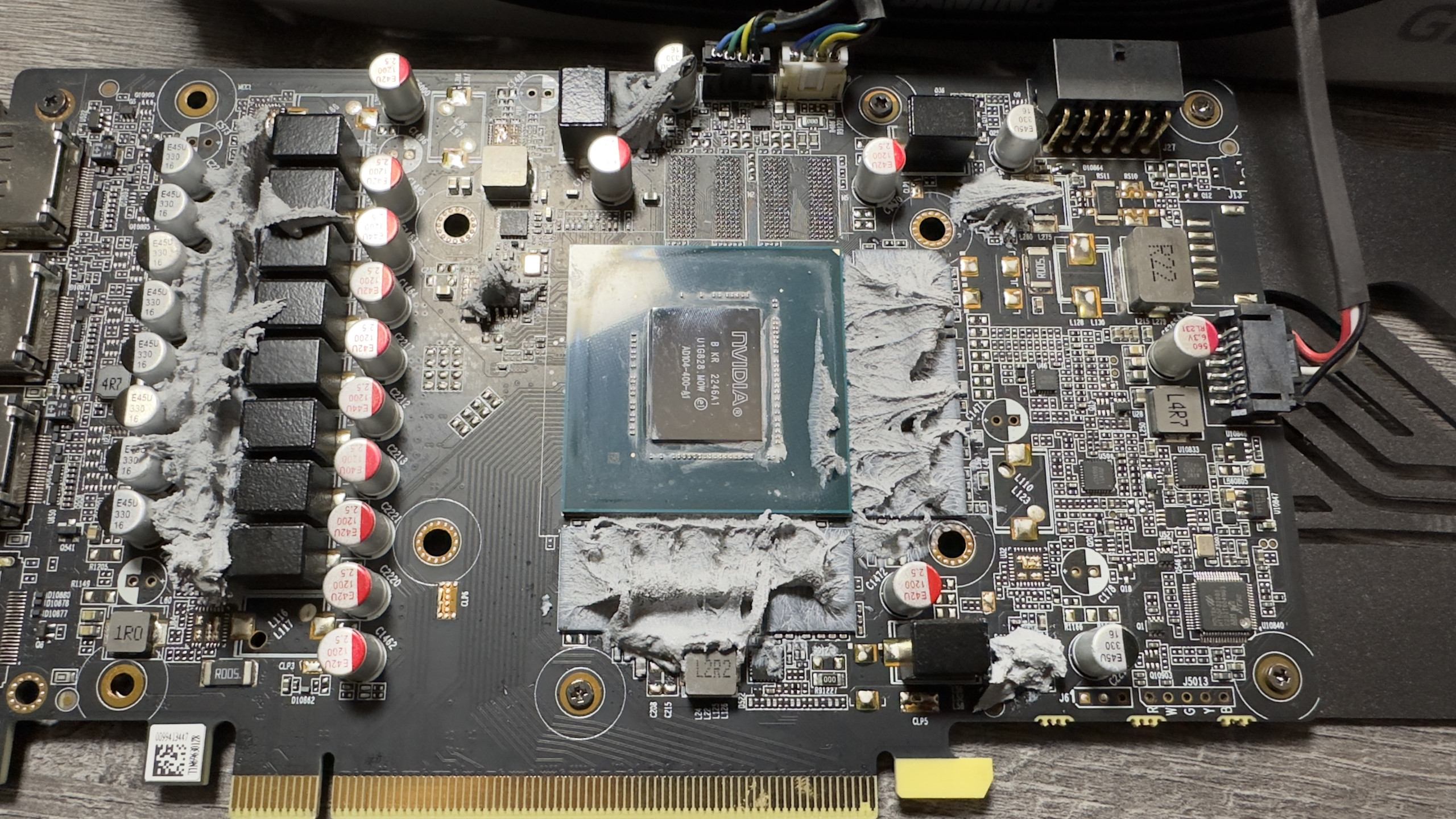 Photo of Thermal Grizzly TG Putty applied to a graphics card