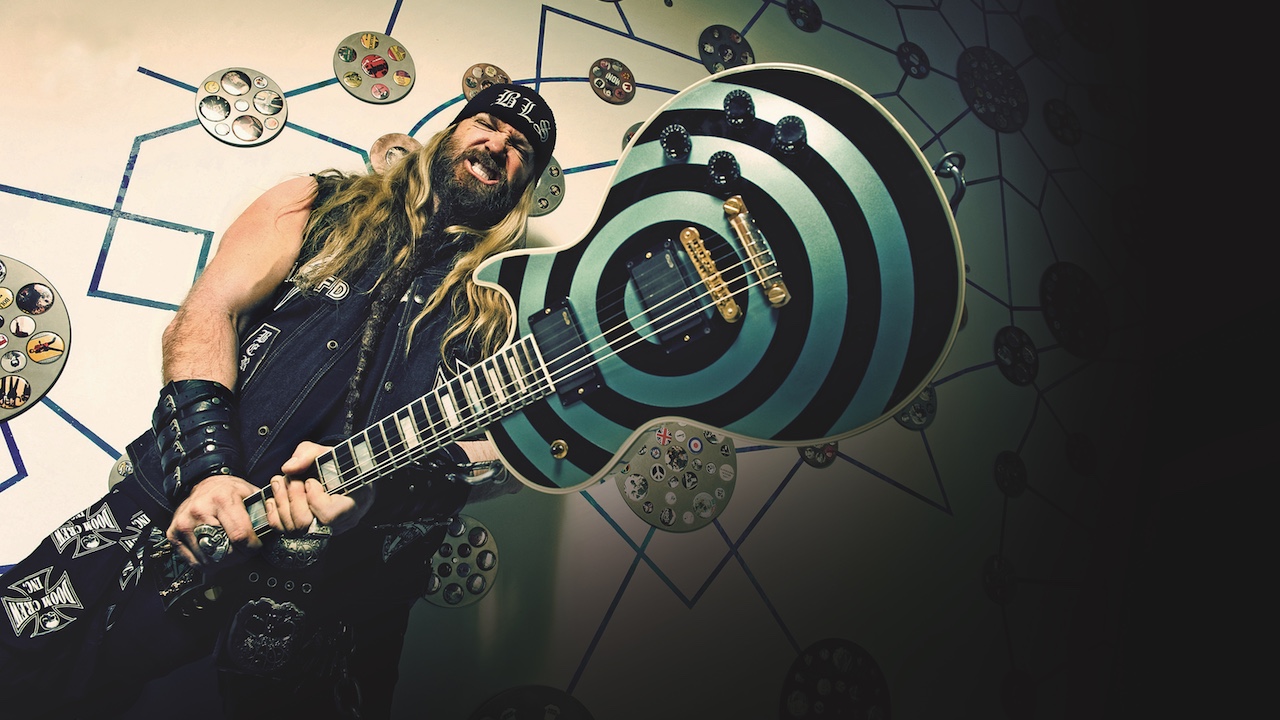 Zakk Wylde with a Gibson Les Paul Bullseye Custom electric guitar at the Colston Hall, Bristol, February 23, 2011.