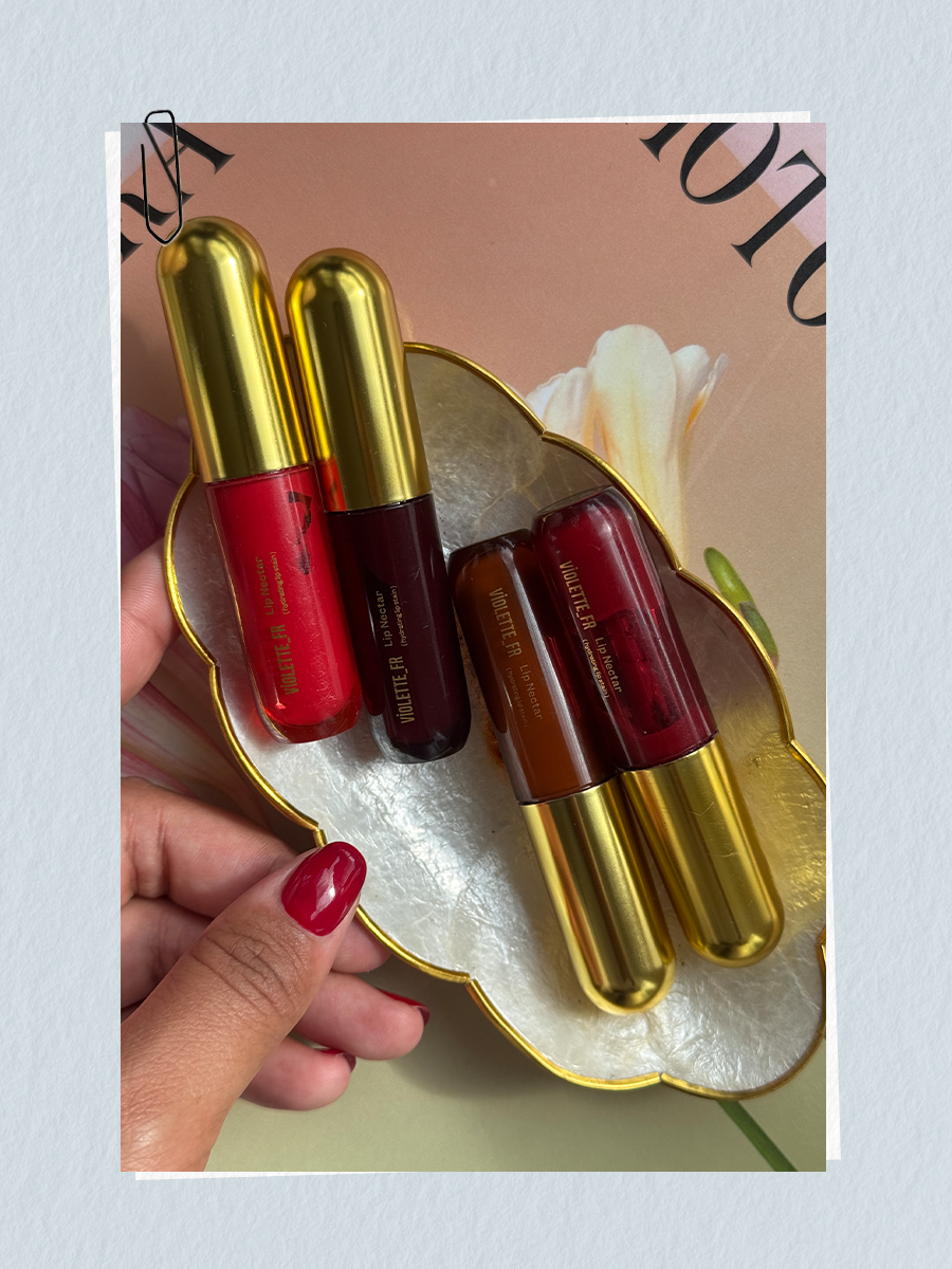 A photo of the Violette_FR lip nectar lip stains in a trinket dish