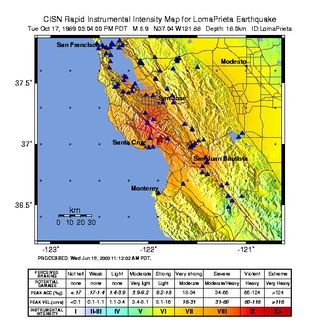 Loma Prieta earthquake shaking map.