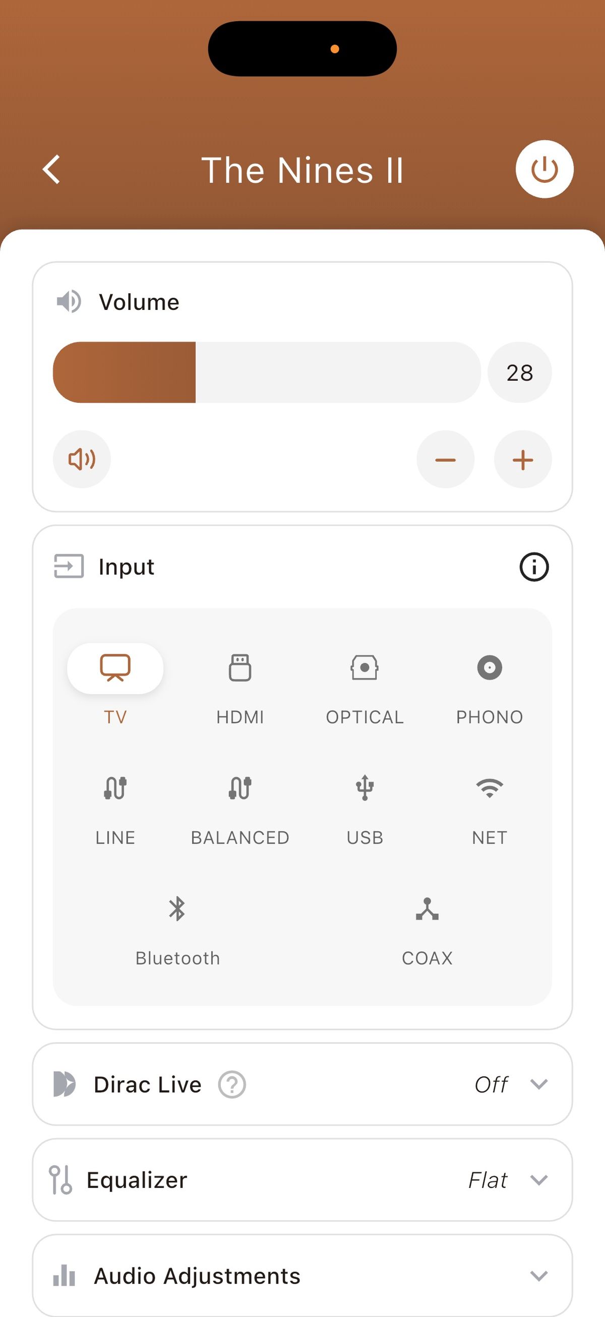 The Klipsch app's front page is intuitive to use