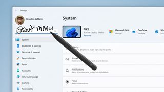 Windows 11 stylus writing in menus