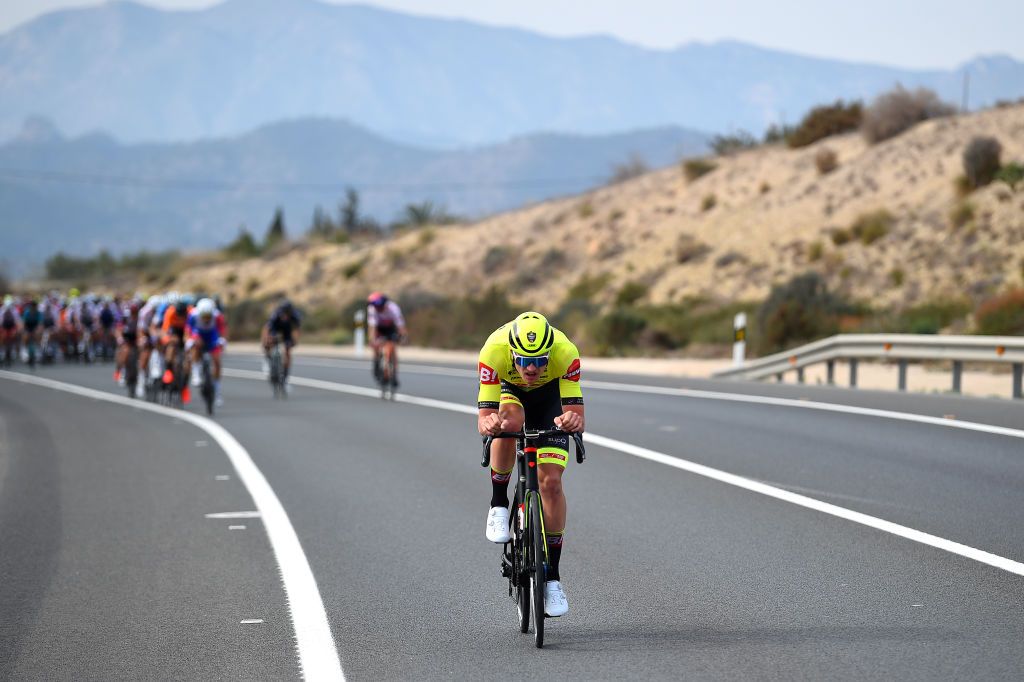 ALTO DE LAS ANTENAS DEL MAIGMO TIBI ALICANTE SPAIN FEBRUARY 04 Timothy Dupont of Belgium and Team Bingoal Pauwels Sauces WB competes during the 73rd Volta A La Comunitat Valenciana 2022 Stage 3 a 1551km stage from Alicante to Alto De Las Antenas Del Maigmo Tibi 1080m VCV2022 on February 04 2022 in Alicante Spain Photo by Dario BelingheriGetty Images