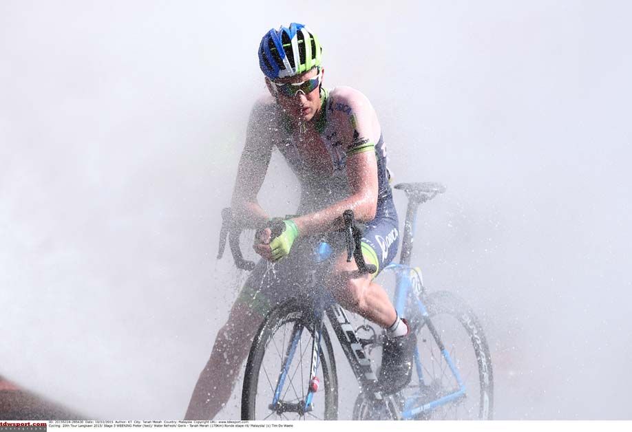 Peter Weening cools down after stage 3 of the Tour de Langkawi