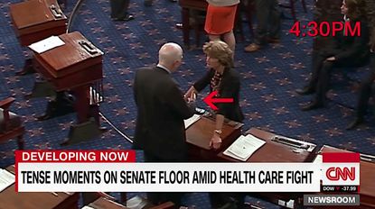John McCain and Lisa Murkowski talk on the Senate floor