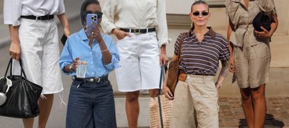 collage of NIkki Ogunnaike and other women wearing long shorts