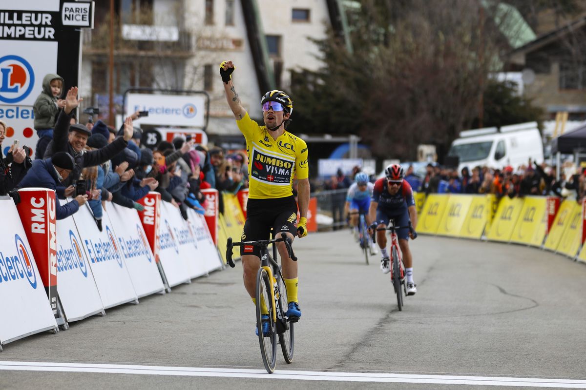 Paris Nice 2022 - 80th Edition - 7th stage Nice - Col de Turini 155,2 km - 12/03/2022 - Primoz Roglic (SLO - Team Jumbo - Visma) - Daniel Martinez (COL - INEOS Grenadiers) - Simon Yates (GBR - Team BikeExchange - Jayco) - photo Luis Angel Gomez/SprintCyclingAgency&Acirc;&copy;2022