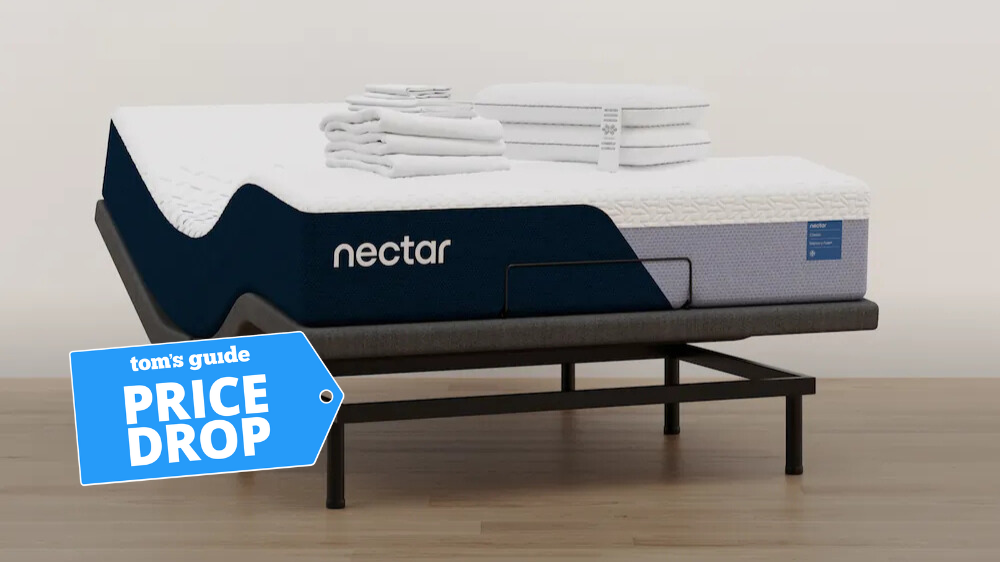 Nectar adjustable mattress bundle with bed, frame and bedding