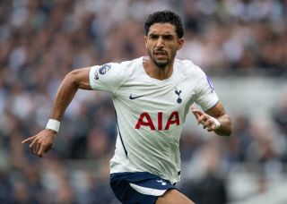 Tottenham forward Omar Marmoush in action against Newcastle United