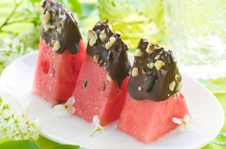 Chocolate-dipped watermelon