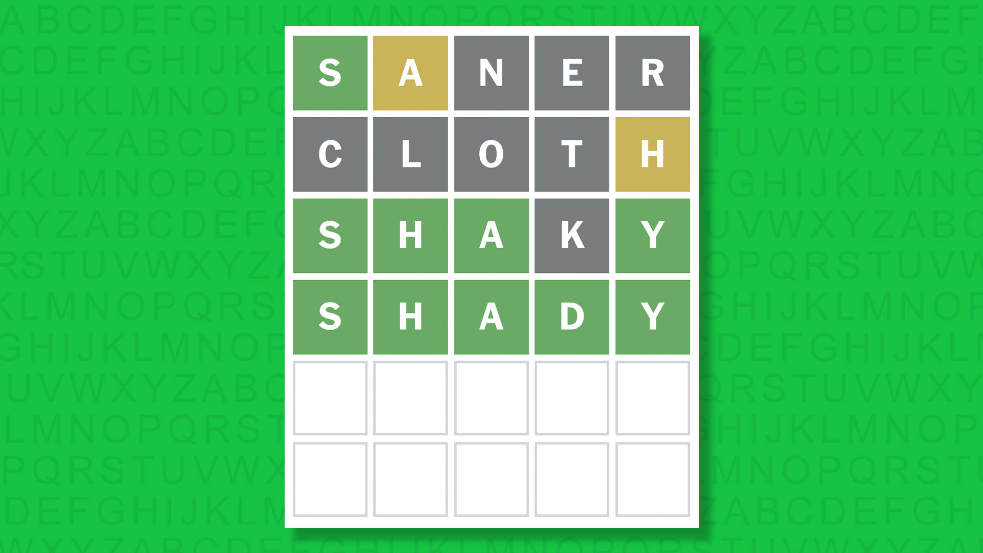 NYT Wordle answer for game 1945 on a green background