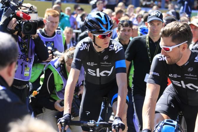 Team Sky at the start of stage 1