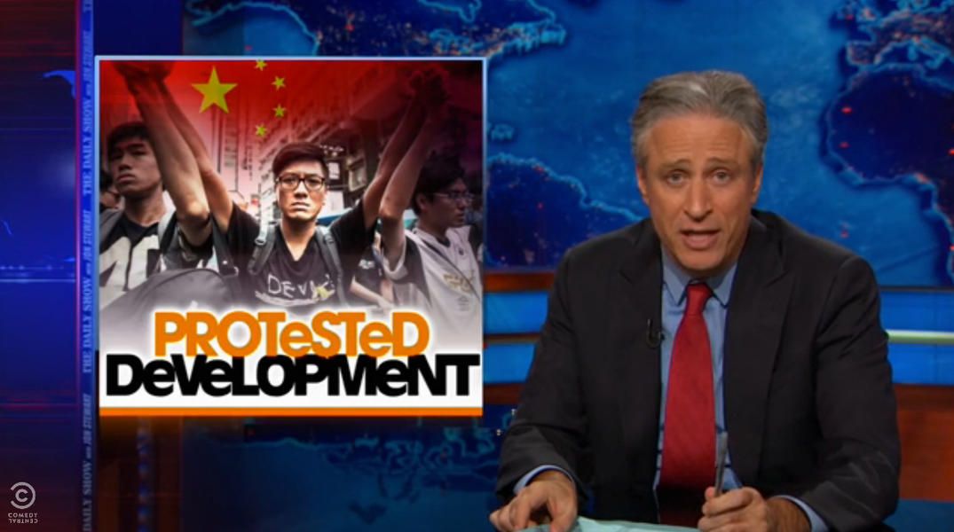 Jon Stewart on Hong Kong protests: China is &amp;#039;beating us at both the Occupy and the Wall Street!&amp;#039;