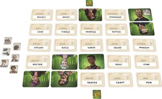 best board games for two players: a spread of Codenames: Duet cards on a table