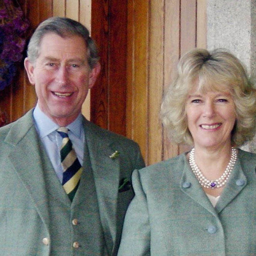 King Charles and Queen Camilla posing after their engagement 