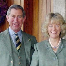 King Charles and Queen Camilla posing after their engagement 