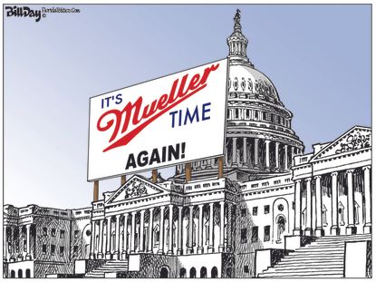 Political Cartoon U.S. Mueller Report Congress Testimony Miller Time