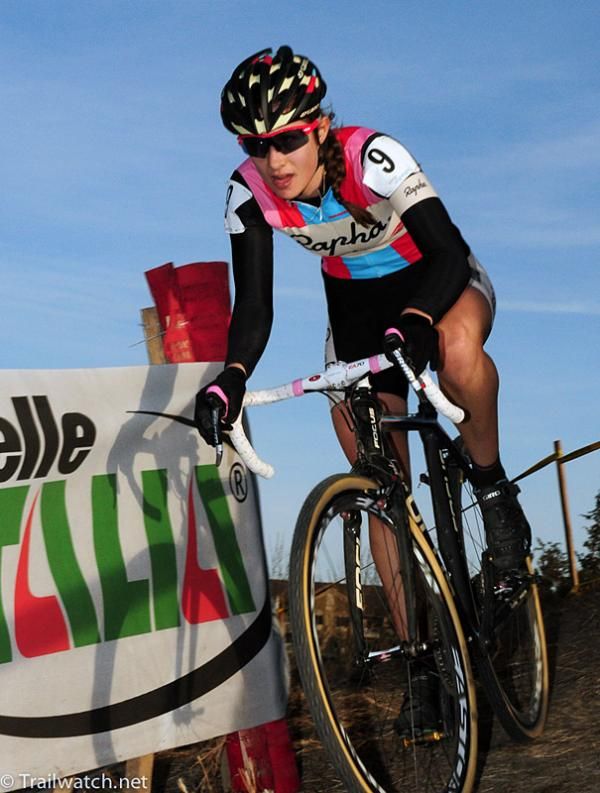 Julie Krasniak (Rapha Focus) with one lap to go