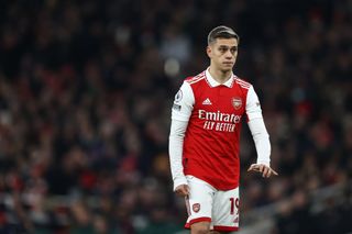 Leandro Trossard of Arsenal during the Premier League match between Arsenal FC and Manchester United at Emirates Stadium on January 22, 2023 in London, United Kingdom.