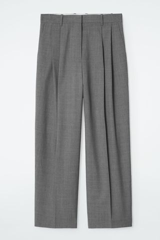 Wide-Leg Tailored Twill Pants