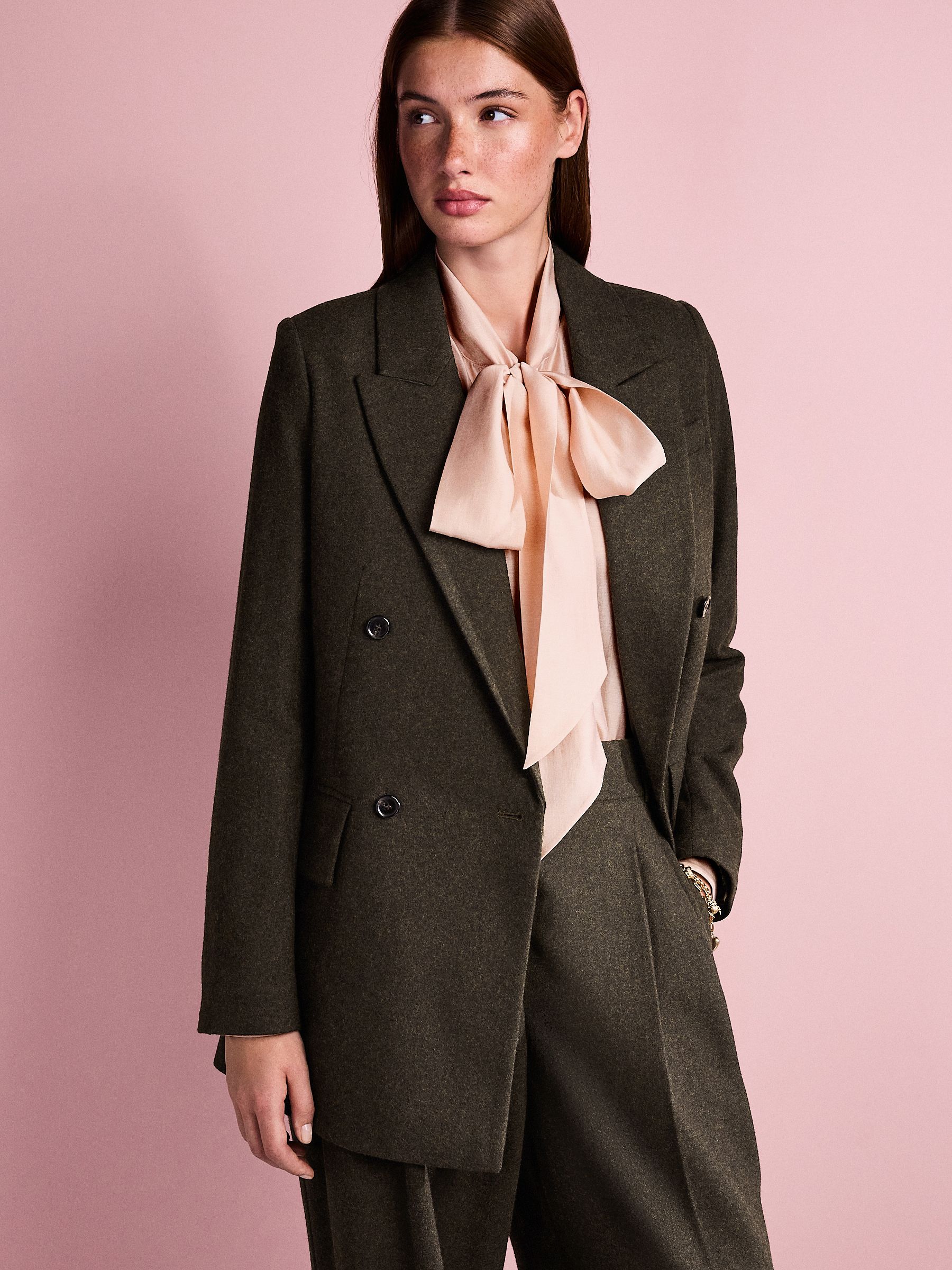 Green Tabitha Simmons X Next Wool Blend Double Breasted Blazer