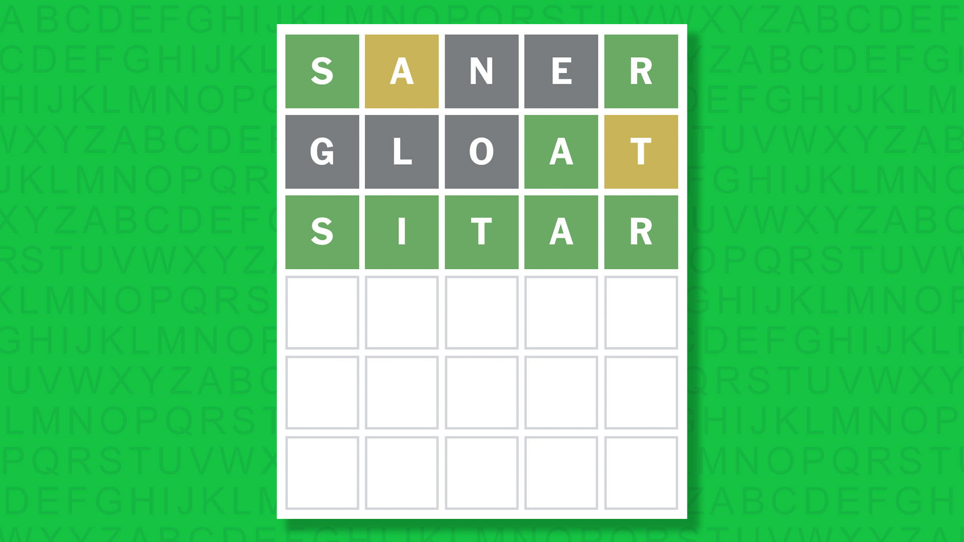 NYT Wordle answer for game 1659 on a green background