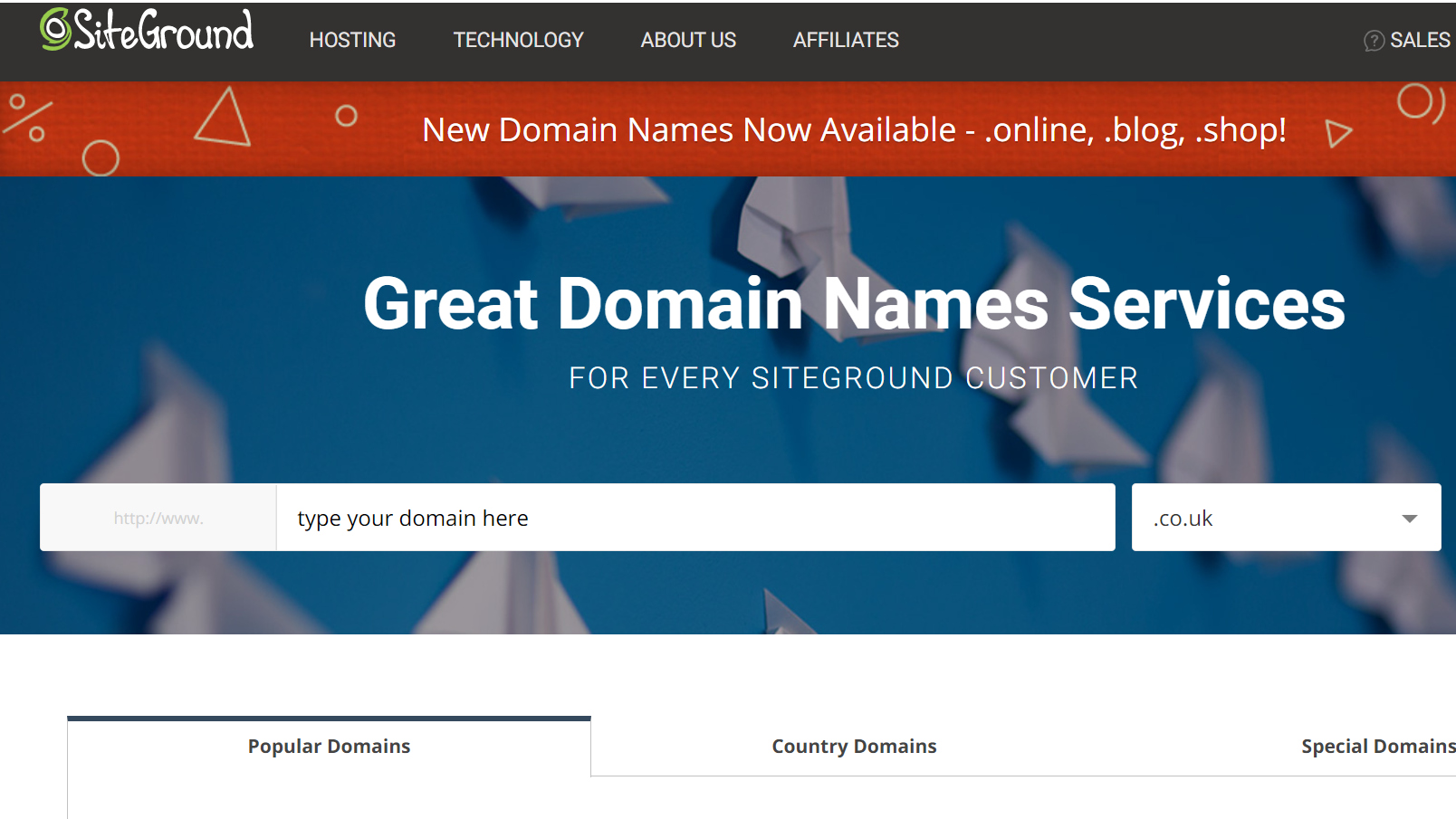 SiteGround domains