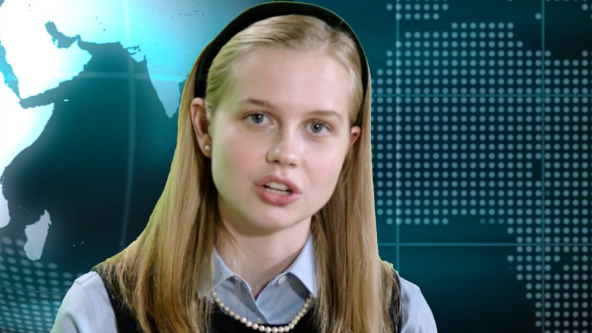 Betty Brant (Angourie Rice) reports the news in Spider-Man: Far From Home.