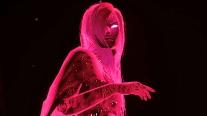 Luna Abyss protagonist Fawkes glows pink and stares menacingly