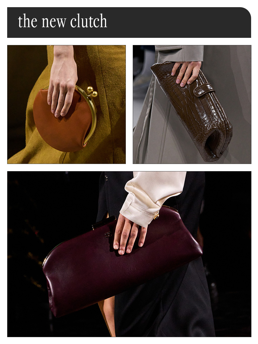 Collage of runway handbag trends