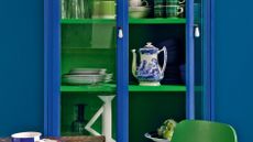 Storage cabinet in blue and green