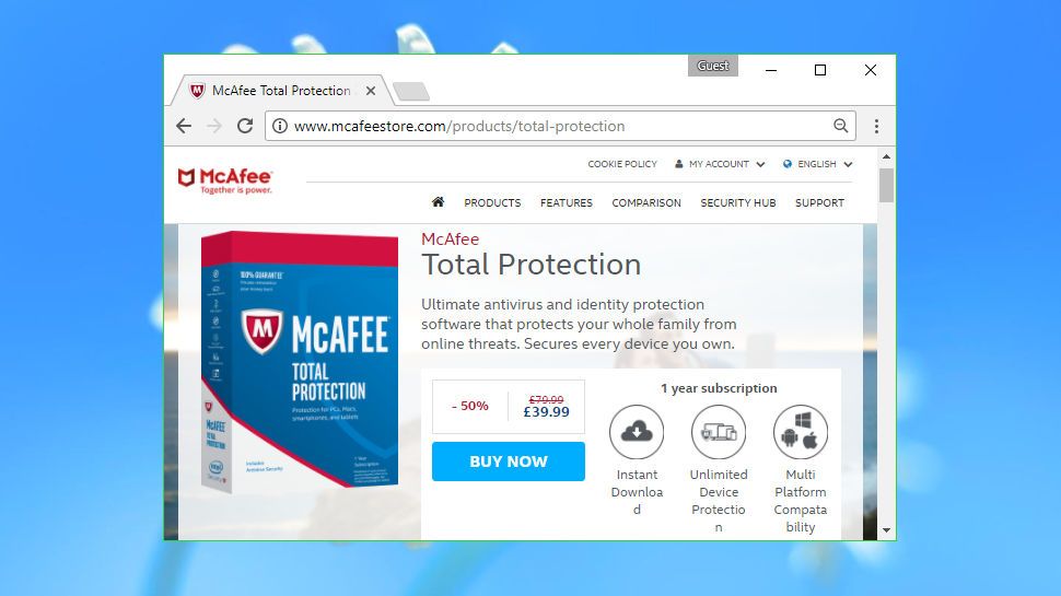 does mcafee total protection include vpn
