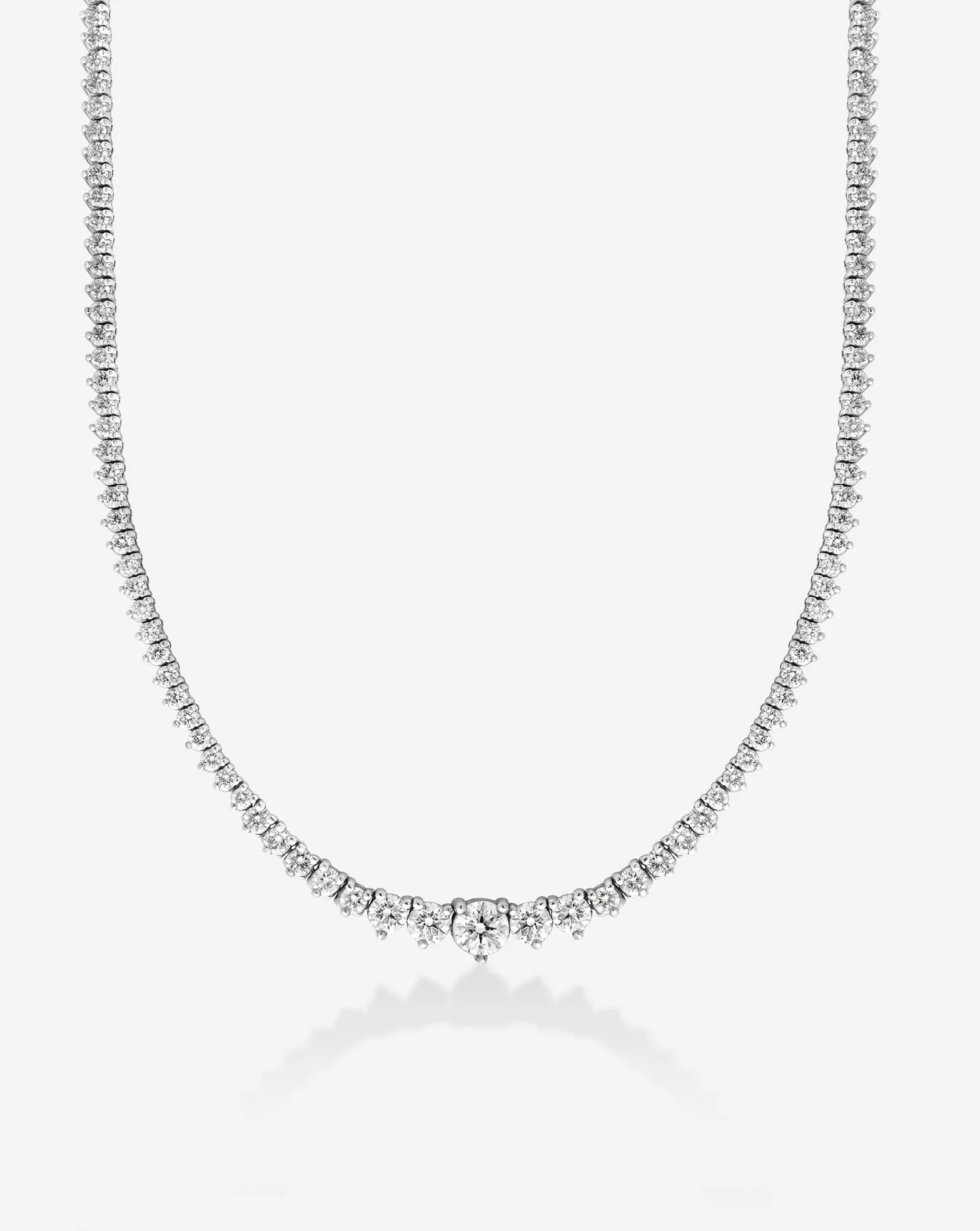 Ring Concierge, Graduated Diamond Tennis Necklace - 14k White Gold / 5 Carat / Natural Diamonds