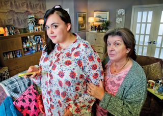 Sharon Rooney and Elaine C. Smith as Sophie and Christine.