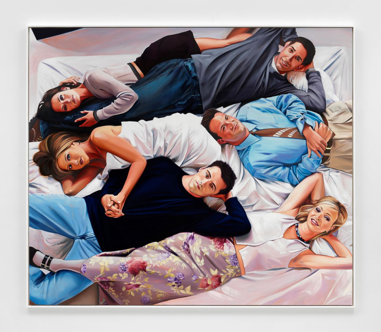 Painting of the cast of TV series Friends, from above